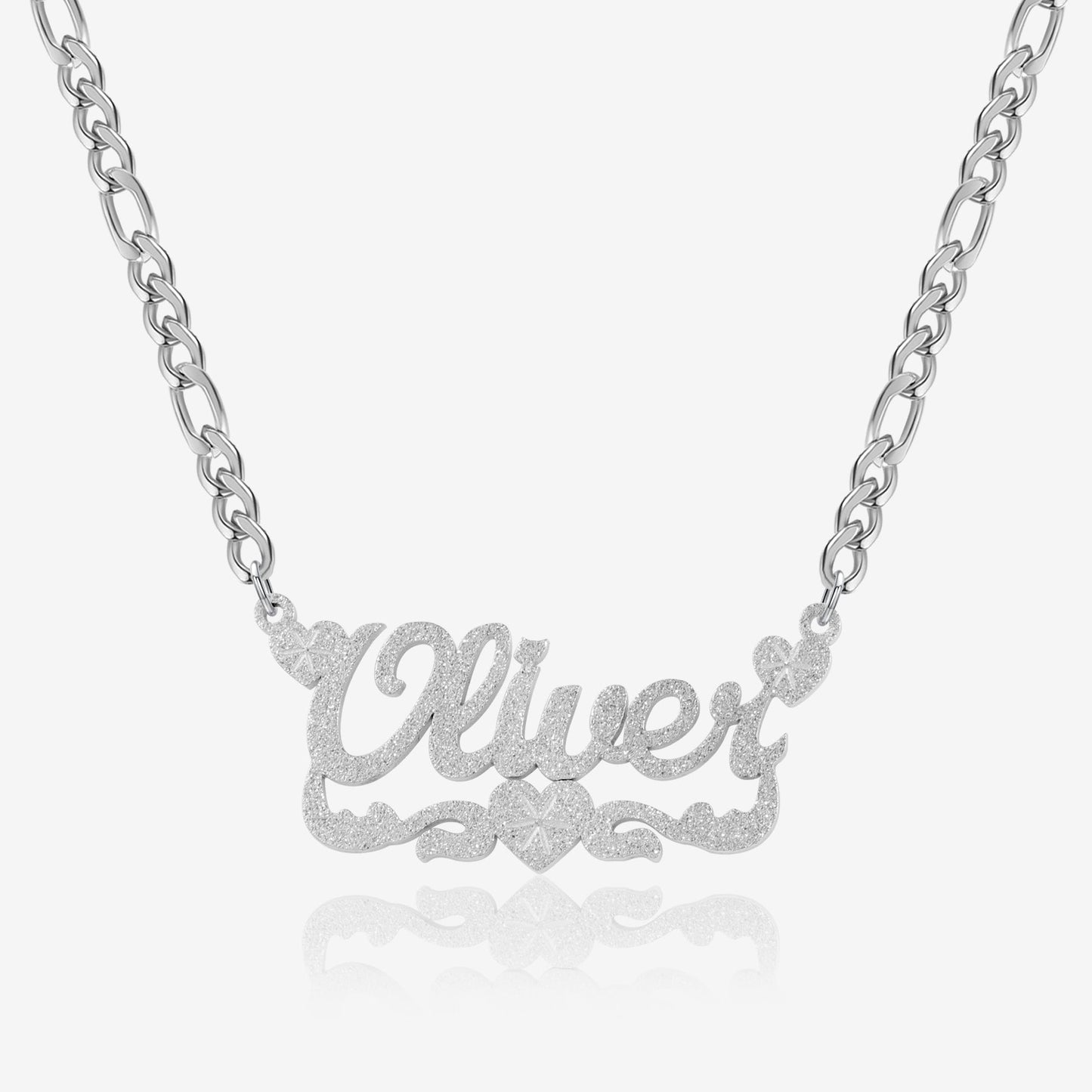 Diamond Cut Lovely Heart Name Necklace