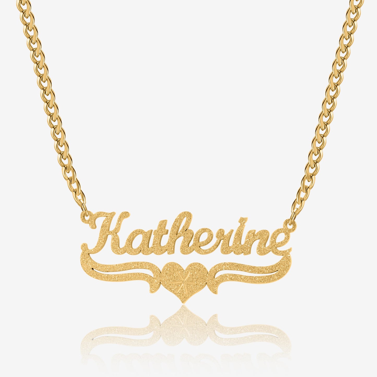 Diamond Cut Love Heart Name Necklace