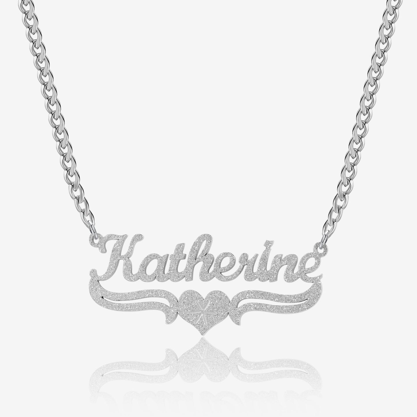 Diamond Cut Love Heart Name Necklace