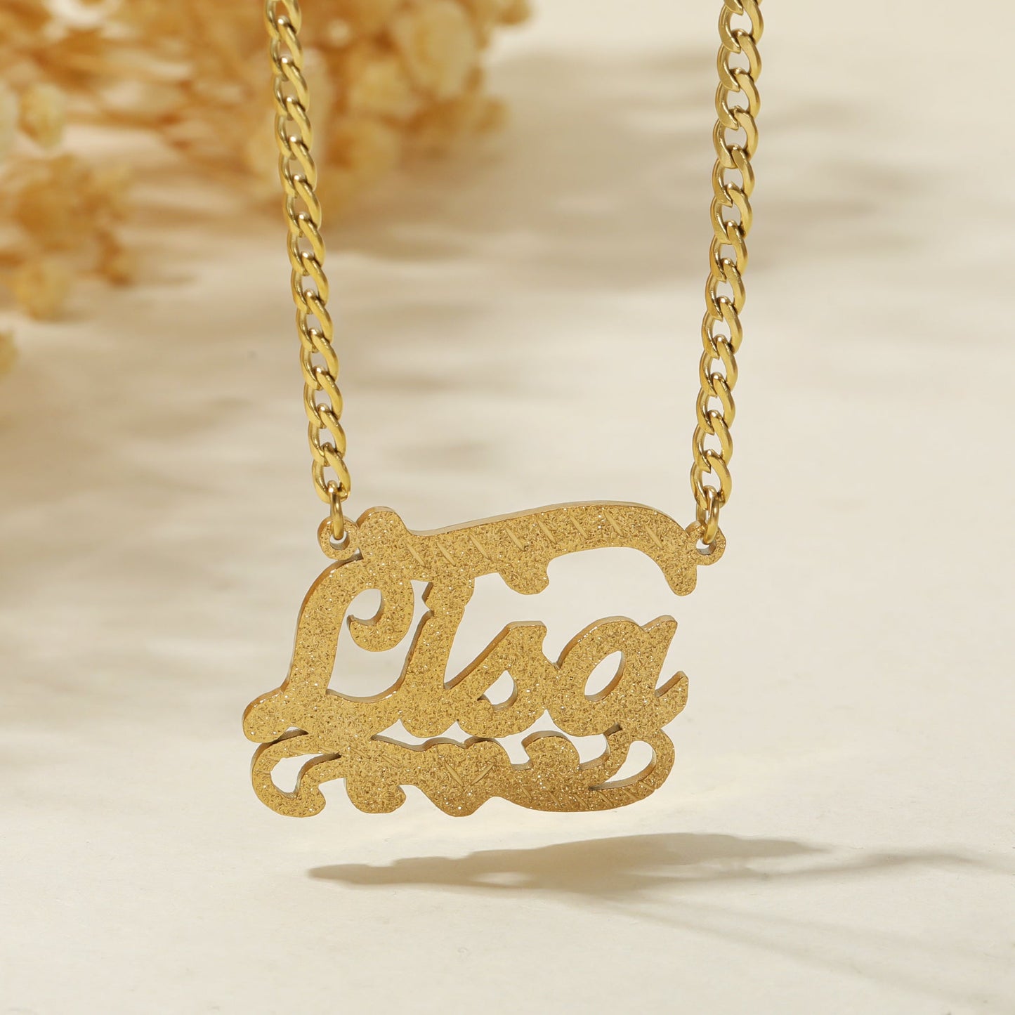 Diamond Cut Cloud Heart Name Necklace