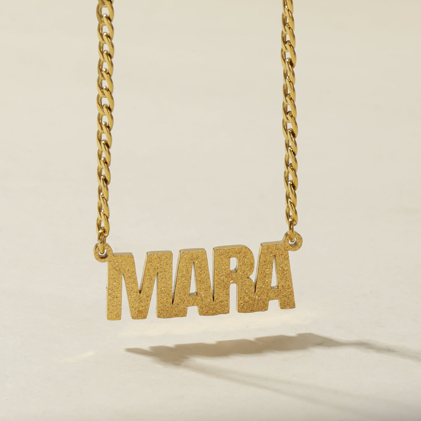 Diamond Cut Block Name Necklace