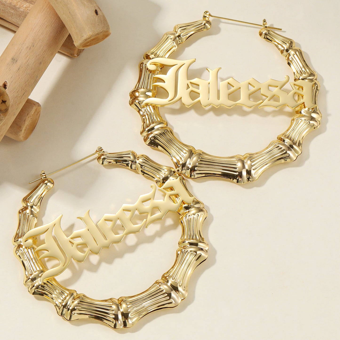 Gothic Name Hoop Earrings