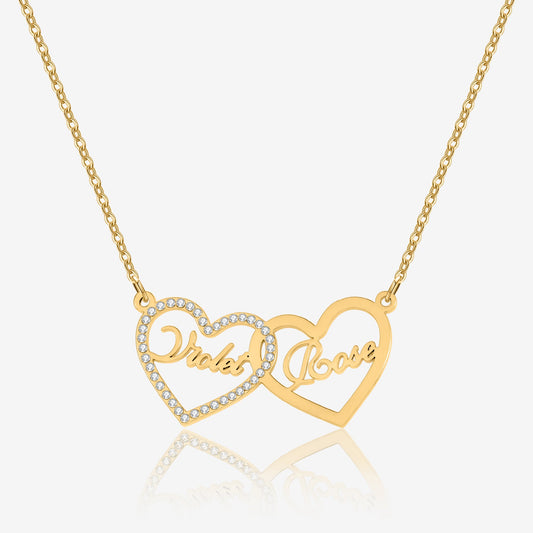 Iced Heart Double Name Necklace