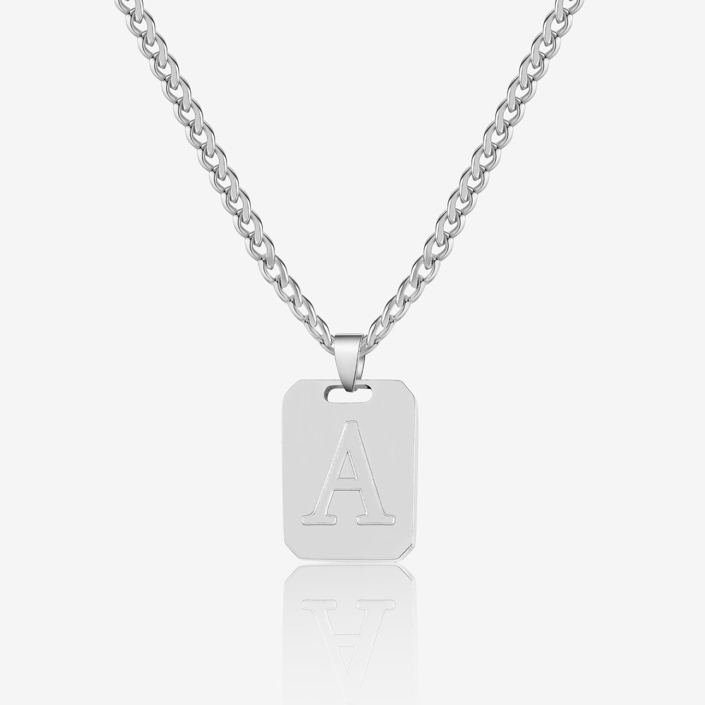 Minimal Initial Pendant Necklace w/ Cuban Chain