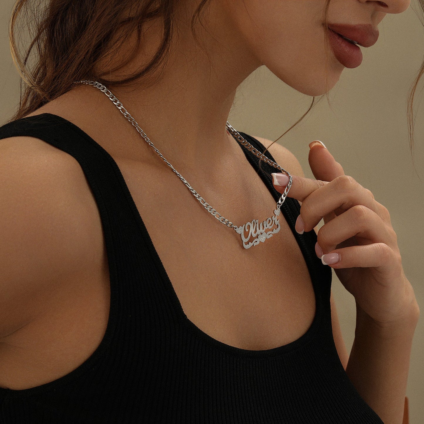 Diamond Cut Lovely Heart Name Necklace